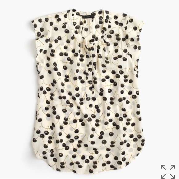 J. Crew silk flutter sleeve popover top in black cherry print, size 2 - Picture 13 of 13